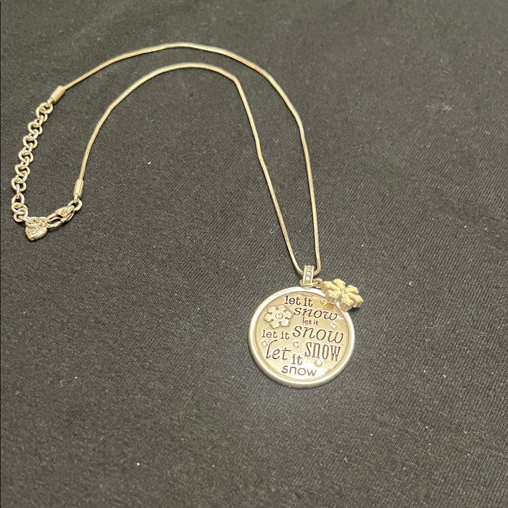 Silver Pendant Necklace with Snowflake Design Brighton Amulet Let it Snow